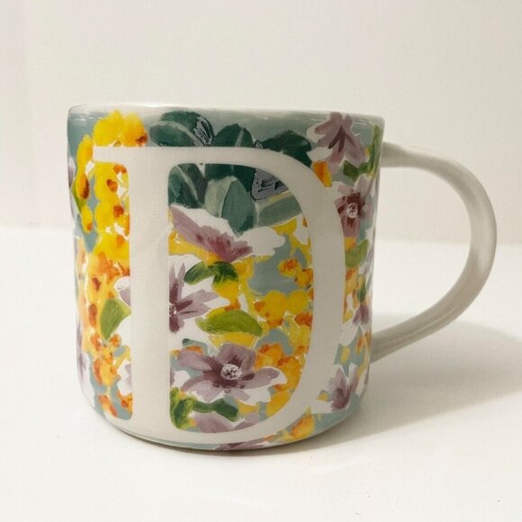 Anthropologie Floral Mug Monogram Letter D Cup - Picture 12 of 12